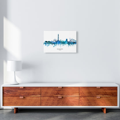 Blackpool England Skyline Blue City Name  by Michael Tompsett A3 Canvas