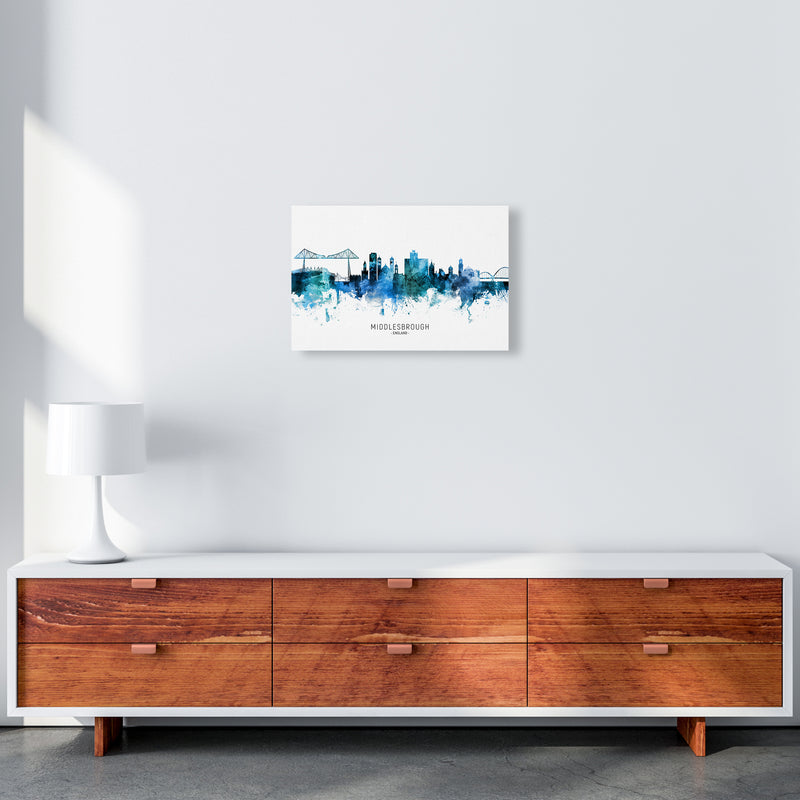 Middlesbrough England Skyline Blue City Name  by Michael Tompsett A3 Canvas