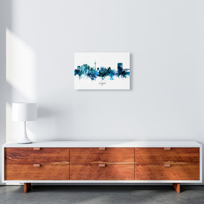 Tehran Iran Skyline Blue City Name Print by Michael Tompsett A3 Canvas