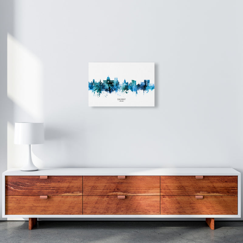 Galway Ireland Skyline Blue City Name  by Michael Tompsett A3 Canvas