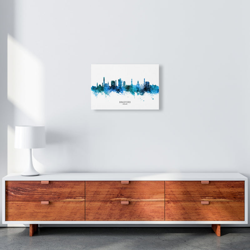 Bradford England Skyline Blue City Name  by Michael Tompsett A3 Canvas