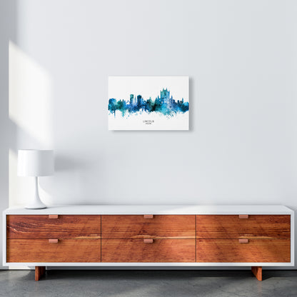 Lincoln England Skyline Blue City Name  by Michael Tompsett A3 Canvas