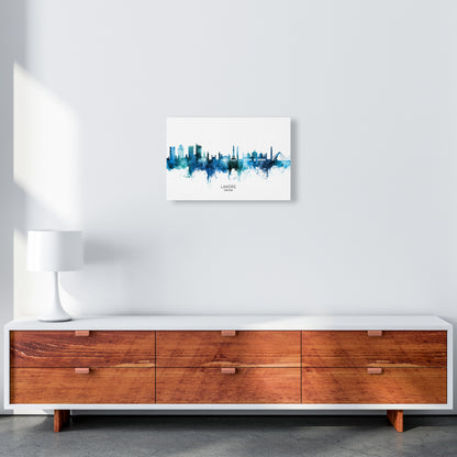 Lahore Pakistan Skyline Blue City Name  by Michael Tompsett A3 Canvas