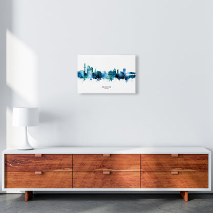 Brighton England Skyline Blue City Name  by Michael Tompsett A3 Canvas