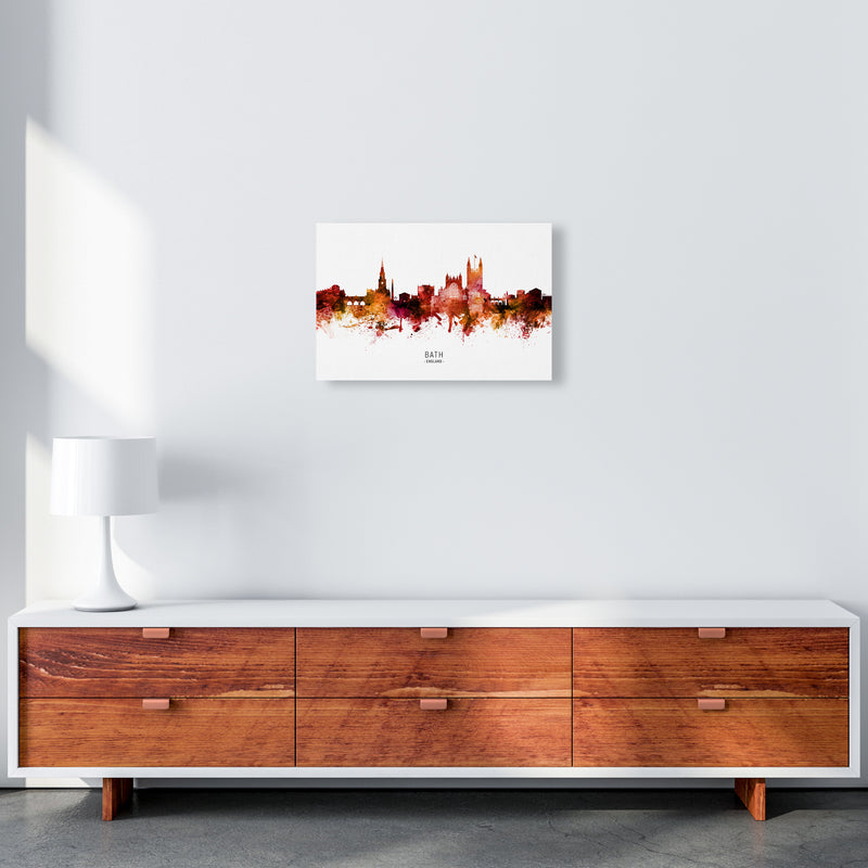 Bath England Skyline Red City Name Print by Michael Tompsett A3 Canvas