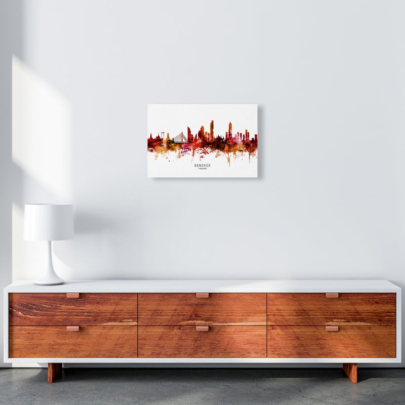 Bangkok Thailand Skyline Red City Name  by Michael Tompsett A3 Canvas