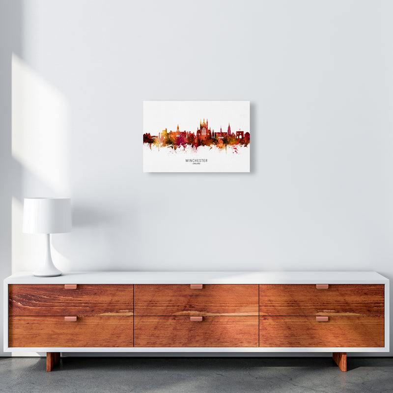 Winchester England Skyline Red City Name  by Michael Tompsett A3 Canvas