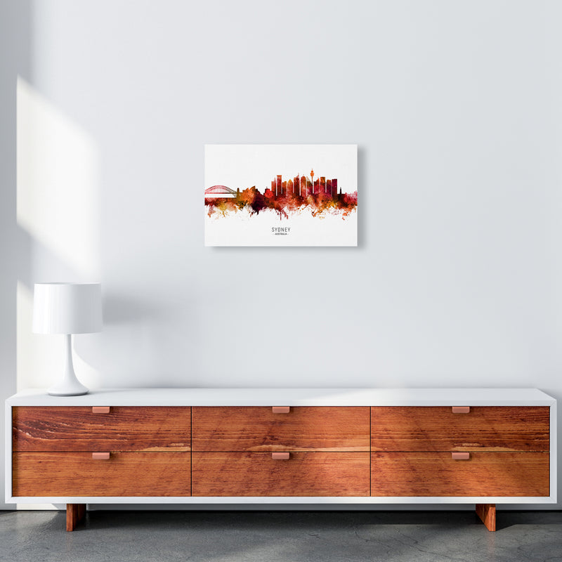 Sydney Australia Skyline Red City Name  by Michael Tompsett A3 Canvas
