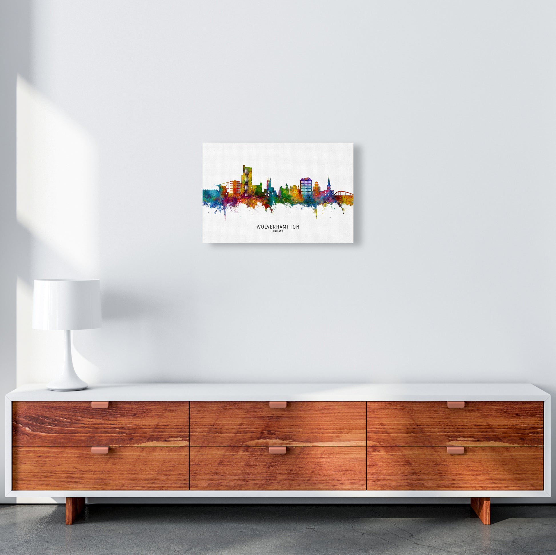 Wolverhampton England Skyline Art Print by Michael Tompsett A3 Canvas