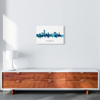 Wolverhampton England Skyline Blue City Name  by Michael Tompsett A3 Canvas