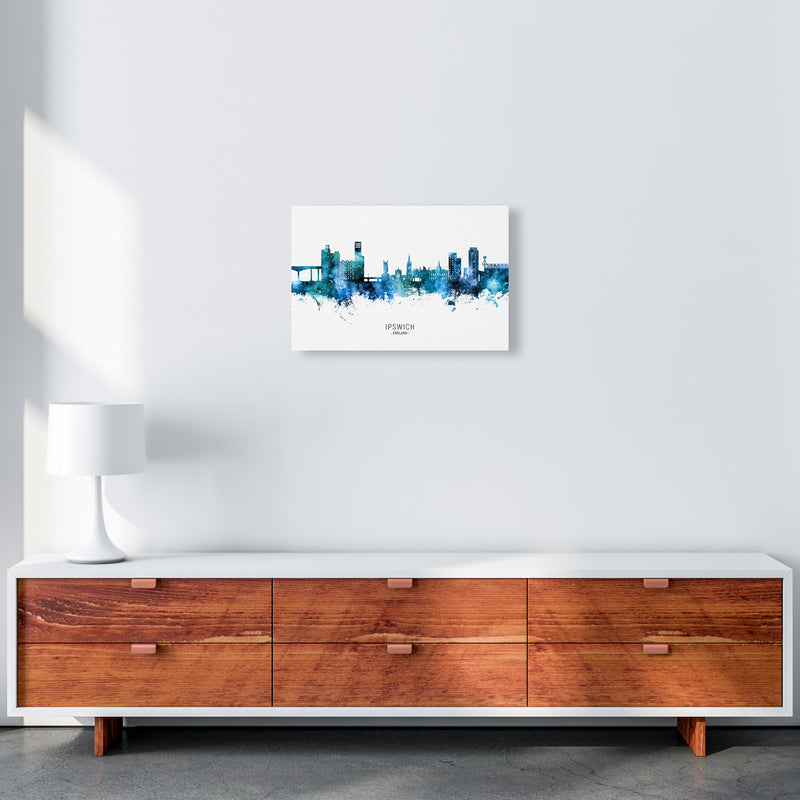 Ipswich England Skyline Blue City Name  by Michael Tompsett A3 Canvas
