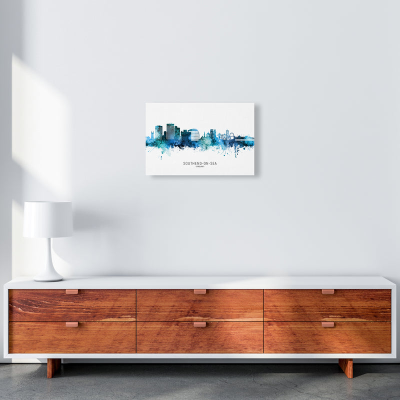 Southend-On-Sea England Skyline Blue City Name  by Michael Tompsett A3 Canvas