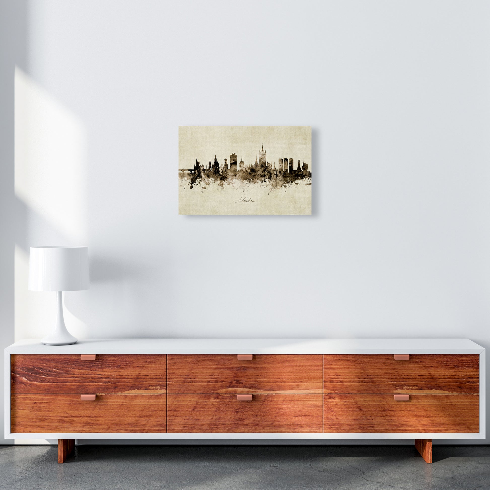 Aberdeen Scotland Skyline Vintage Art Print by Michael Tompsett A3 Canvas