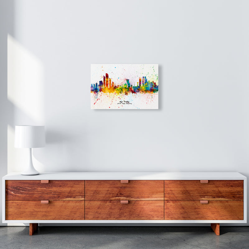 Abu Dhabi United Arab Emirates Skyline Splash Art Print by Michael Tompsett A3 Canvas