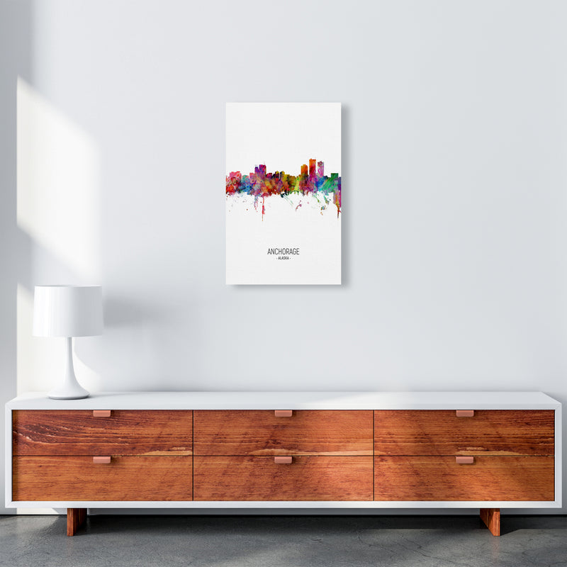 Anchorage Alaska Skyline Portrait Art Print by Michael Tompsett A3 Canvas