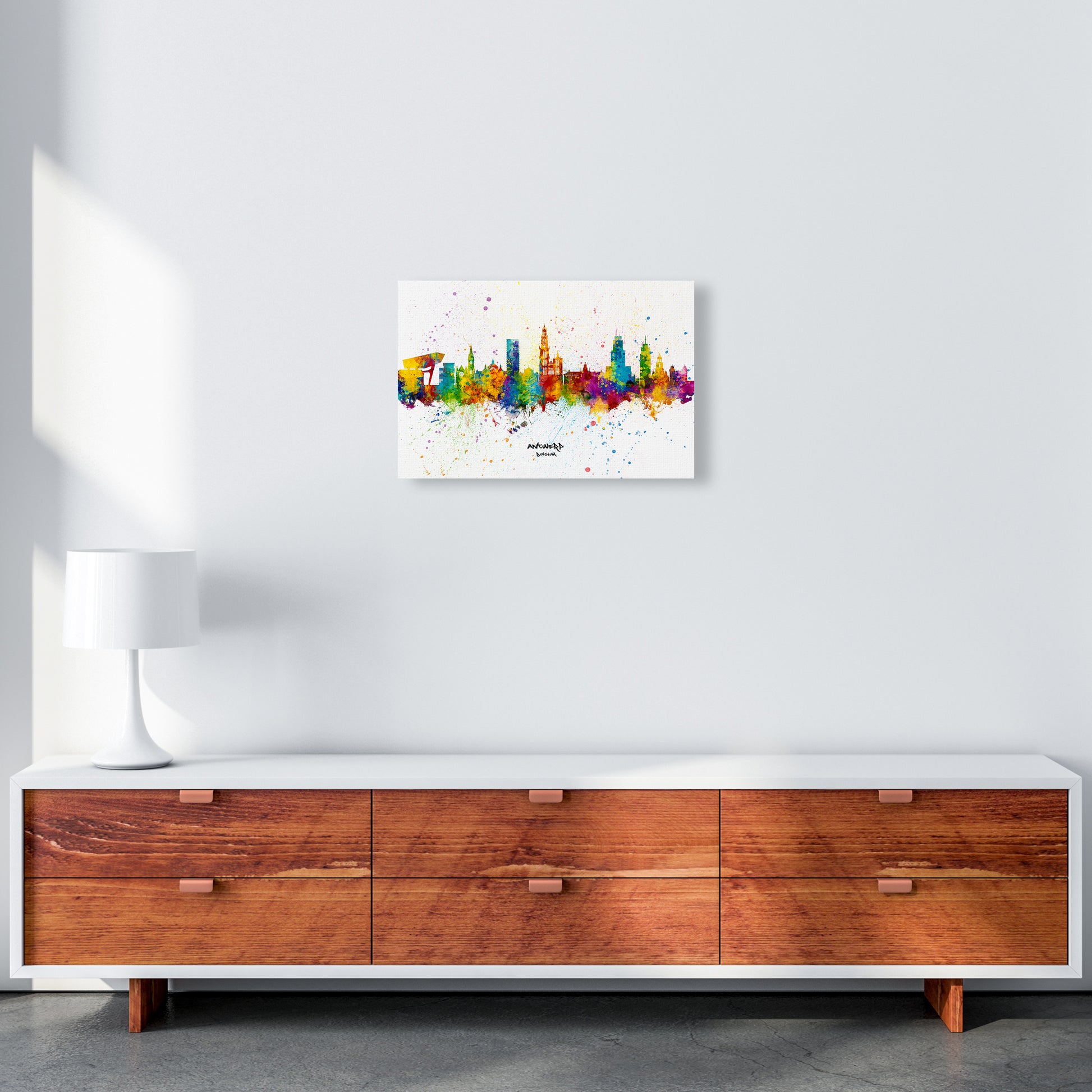 Antwerp Belgium Skyline Splash Art Print by Michael Tompsett A3 Canvas