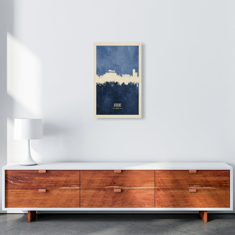 Athens Greece Skyline Portrait Navy Art Print by Michael Tompsett A3 Canvas