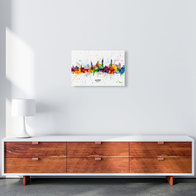 Bangkok Thailand Skyline Splash Art Print by Michael Tompsett A3 Canvas