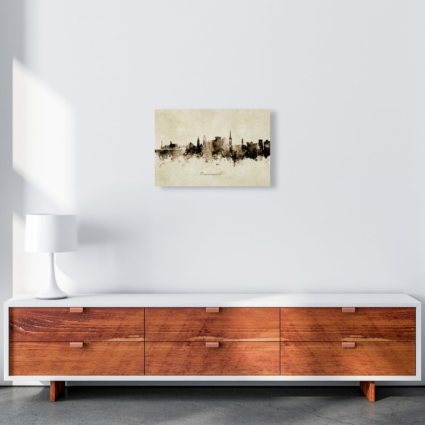 Bournemouth England Skyline Vintage Art Print by Michael Tompsett A3 Canvas