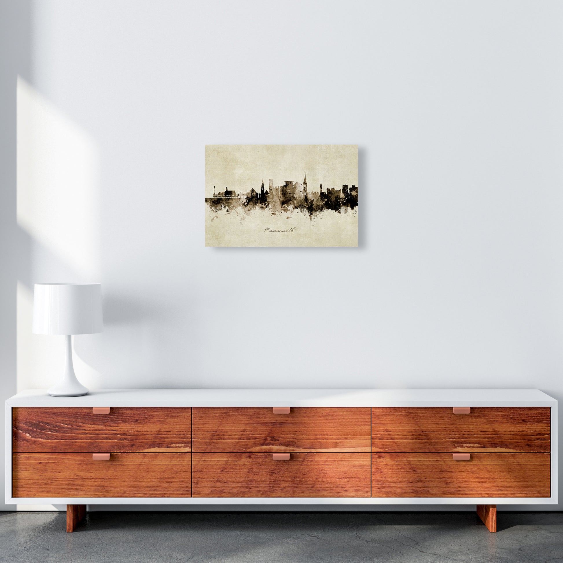 Bournemouth England Skyline Vintage Art Print by Michael Tompsett A3 Canvas