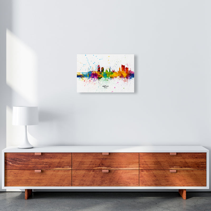 Cardiff Wales Skyline Splash Art Print by Michael Tompsett A3 Canvas