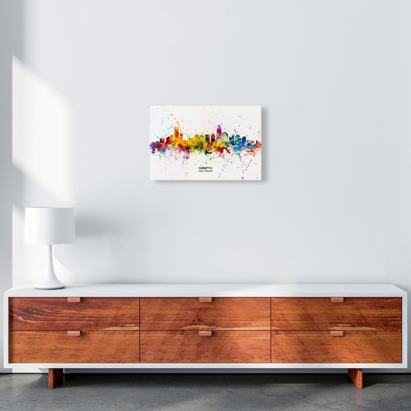 Charlotte North Carolina Skyline Splash Art Print by Michael Tompsett A3 Canvas