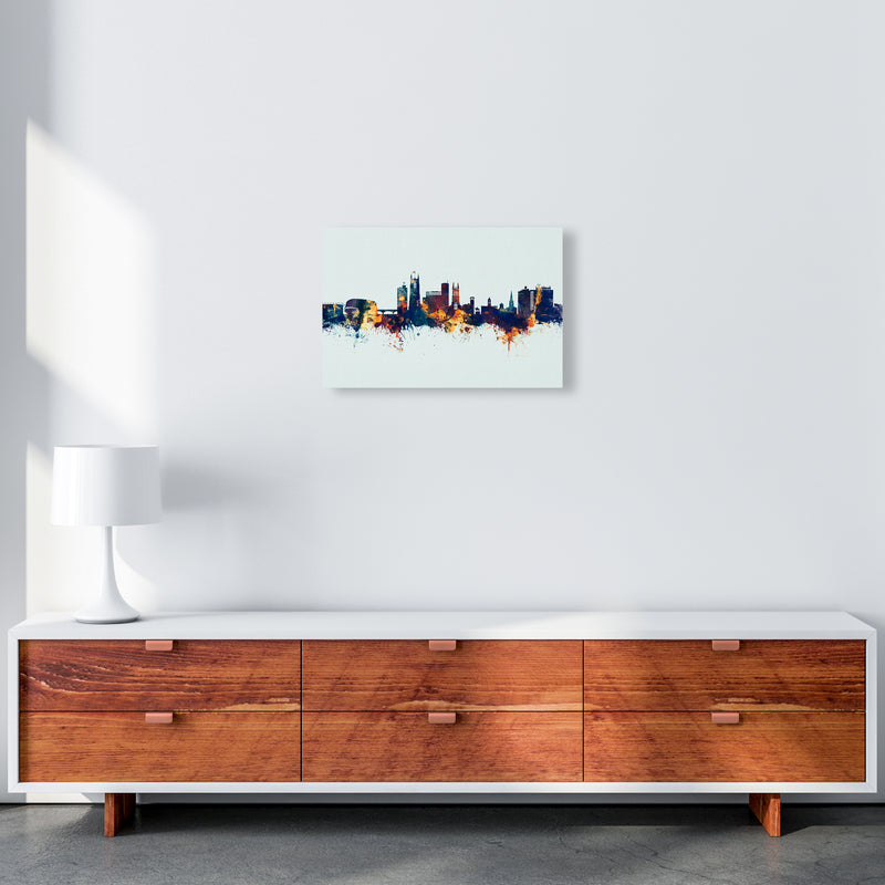 Derby England Skyline Blue Orange Art Print by Michael Tompsett A3 Canvas