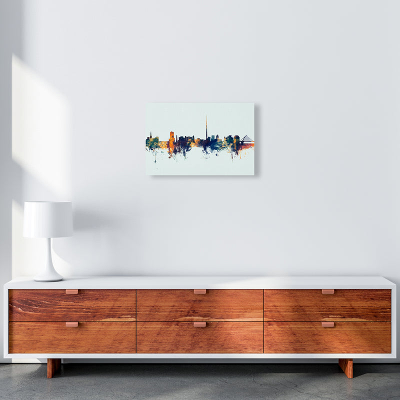 Dublin Ireland Skyline Blue Orange Art Print by Michael Tompsett A3 Canvas