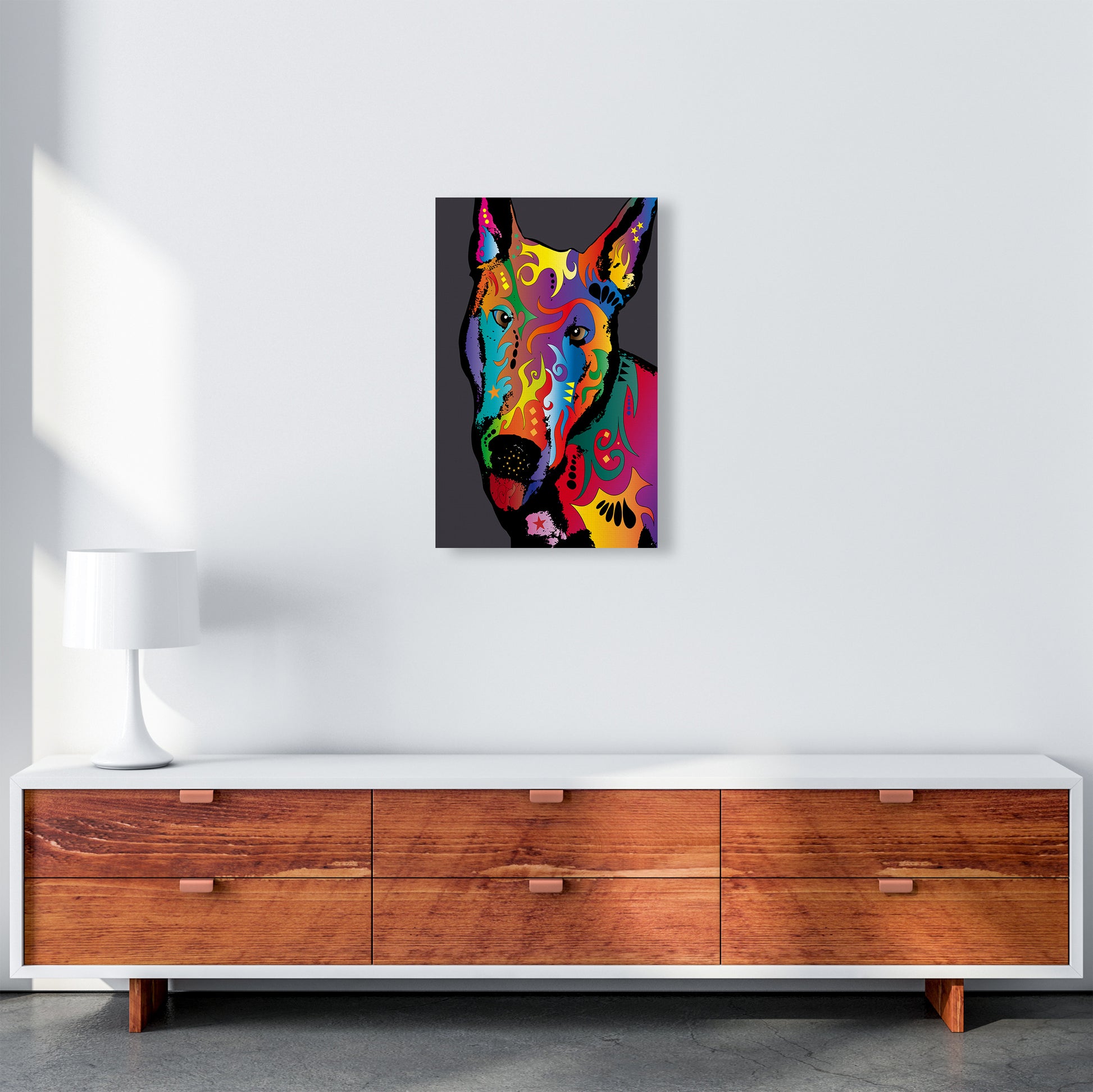 English Bull Terrier Dog Art Print by Michael Tompsett A3 Canvas