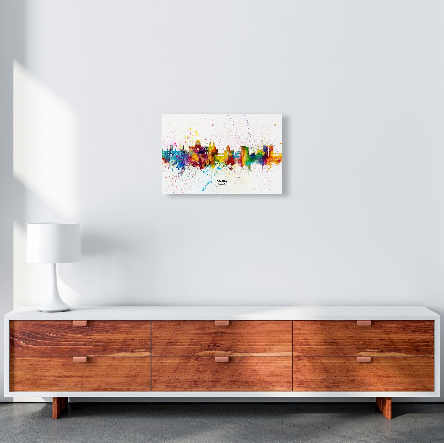 Galway Ireland Skyline Splash Art Print by Michael Tompsett A3 Canvas