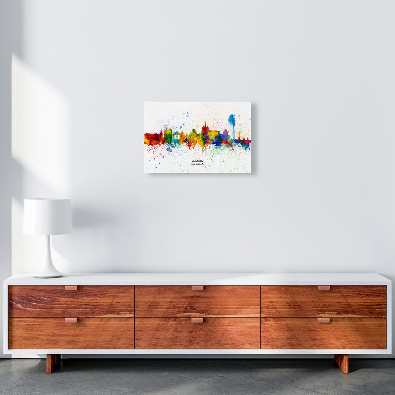 Geneva Switzerland Skyline Splash Art Print by Michael Tompsett A3 Canvas