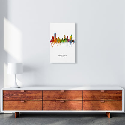 Grand Rapids Michigan Skyline Portrait Art Print by Michael Tompsett A3 Canvas