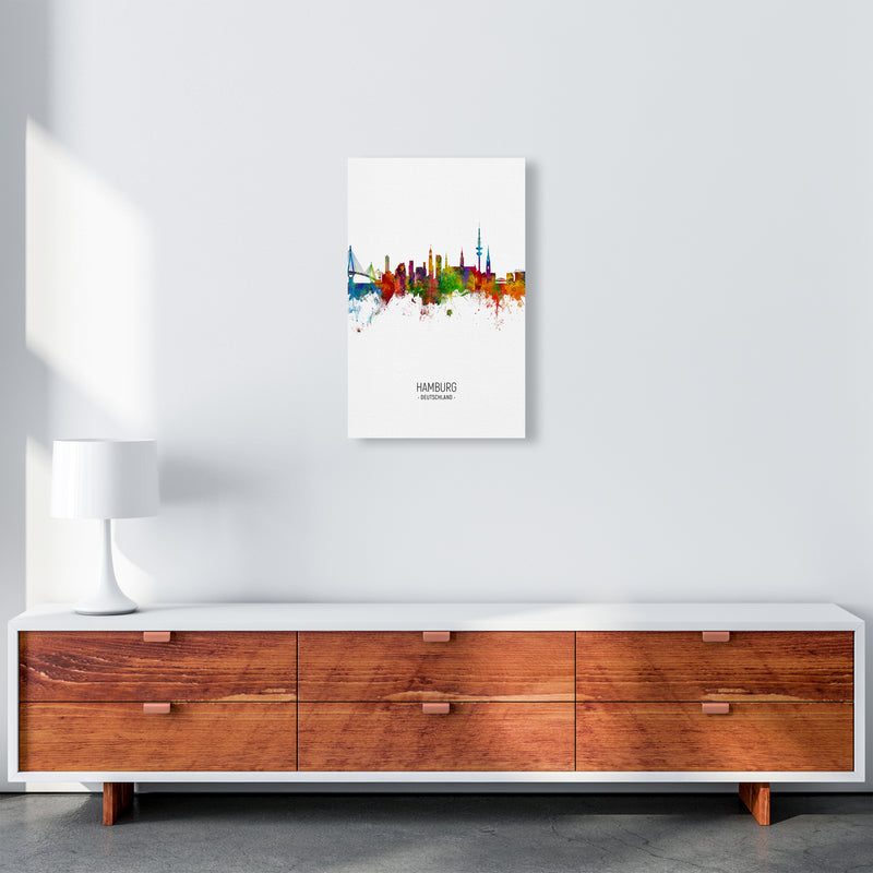 Hamburg Germany Skyline Portrait Art Print by Michael Tompsett A3 Canvas