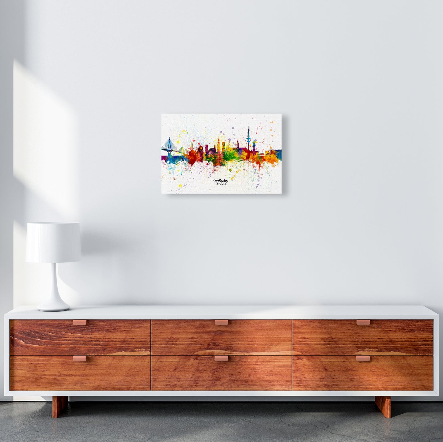 Hamburg Germany Skyline Splash Art Print by Michael Tompsett A3 Canvas