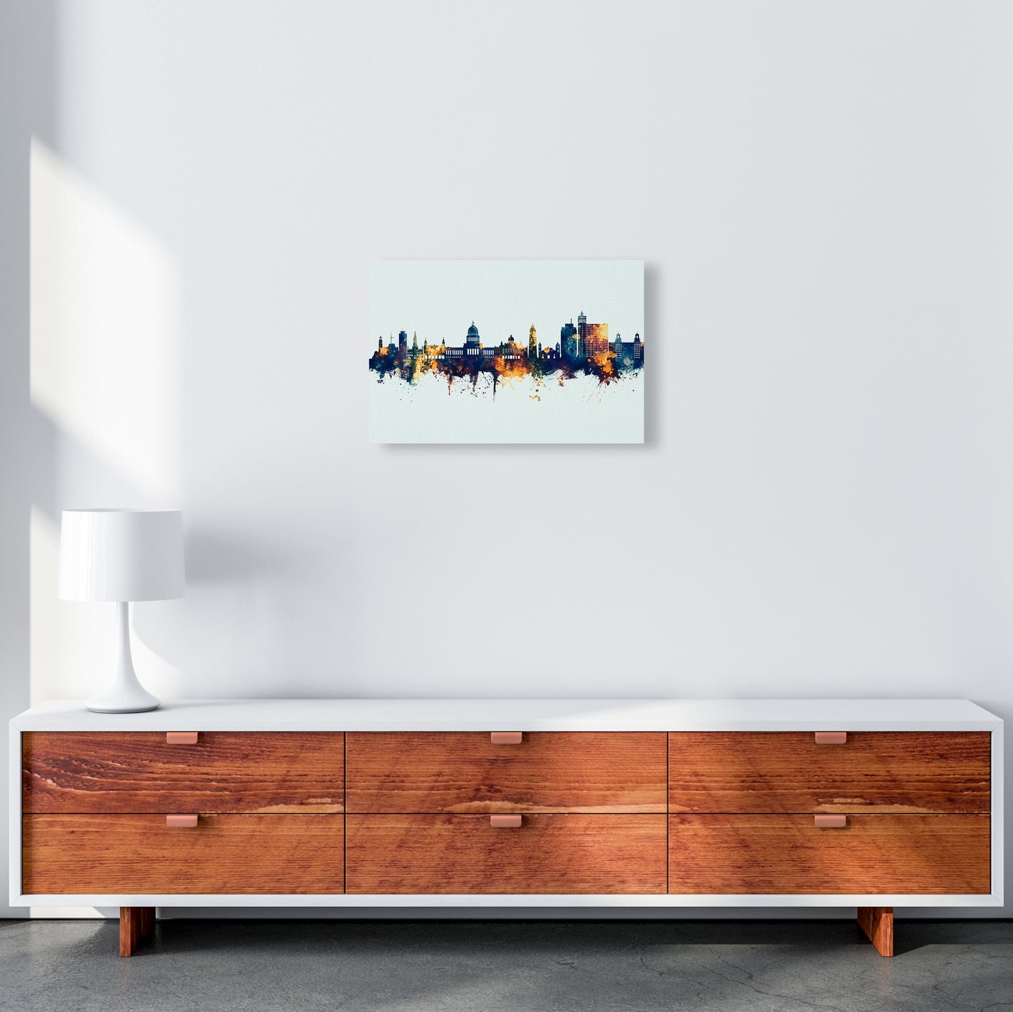 Havana Cuba Skyline Blue Orange Art Print by Michael Tompsett A3 Canvas