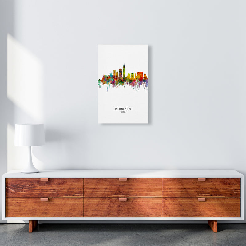 Indianapolis Indiana Skyline Portrait Art Print by Michael Tompsett A3 Canvas