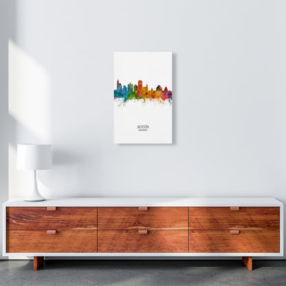 Jackson Mississippi Skyline Portrait Art Print by Michael Tompsett A3 Canvas