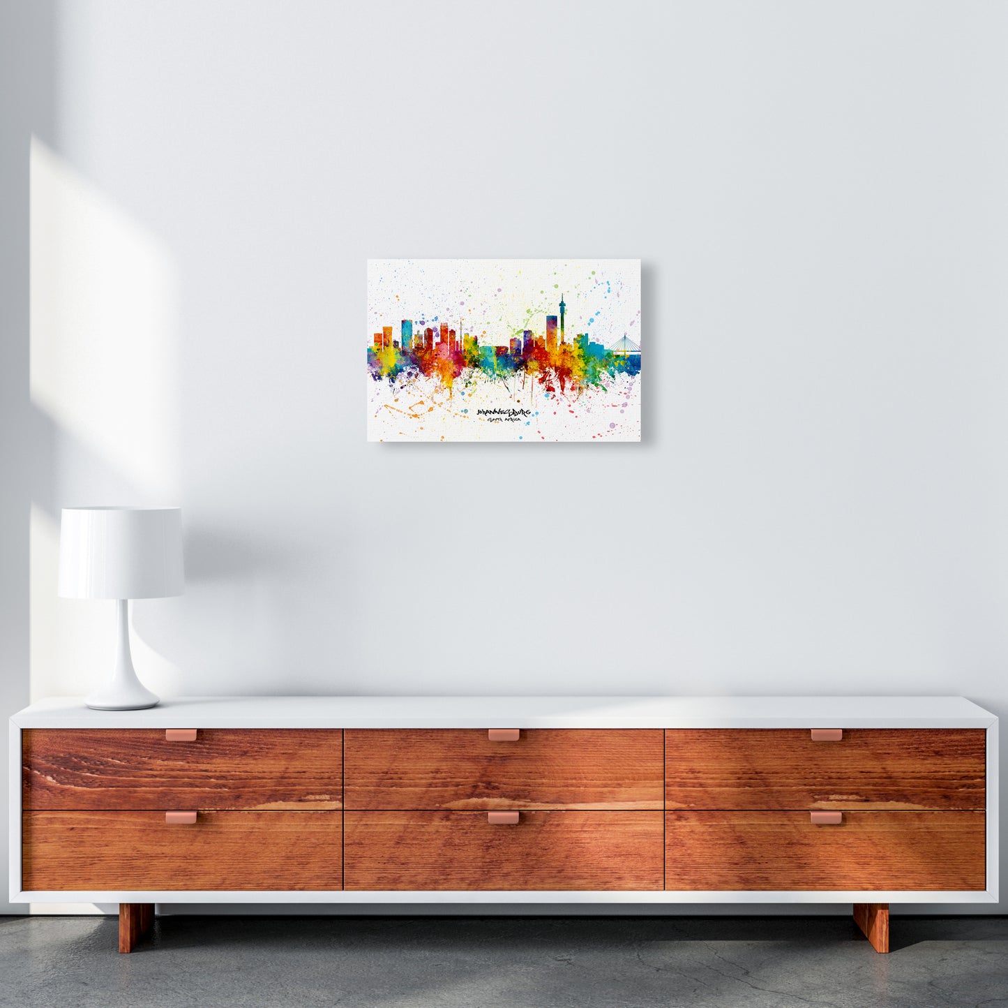 Johannesburg South Africa Skyline Splash Art Print by Michael Tompsett A3 Canvas