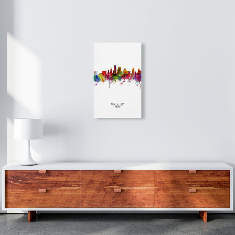 Kansas City Missouri Skyline Portrait Art Print by Michael Tompsett A3 Canvas