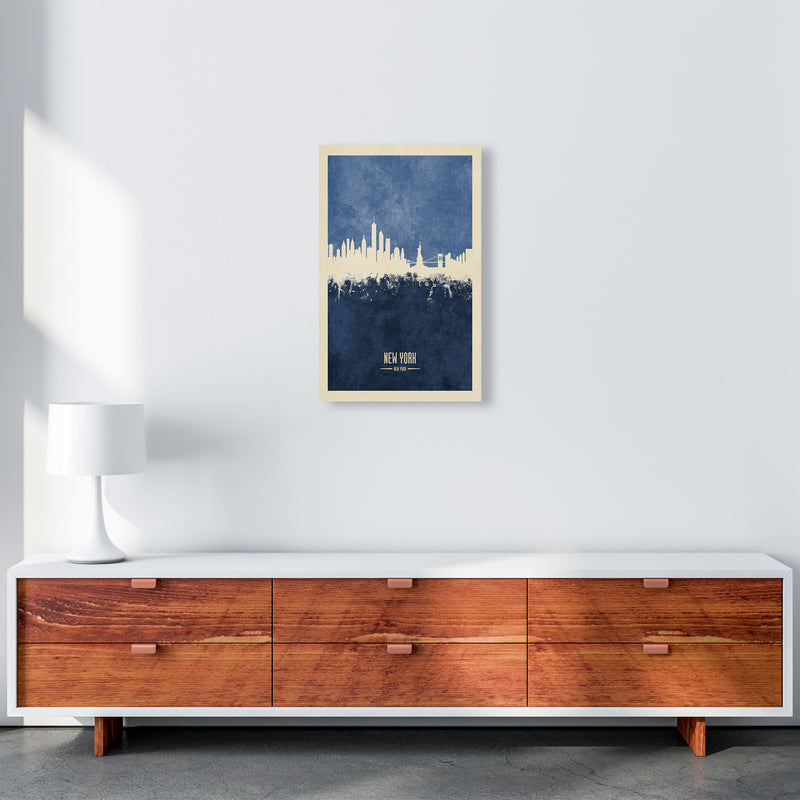 New York New York Skyline Portrait Navy Art Print by Michael Tompsett A3 Canvas