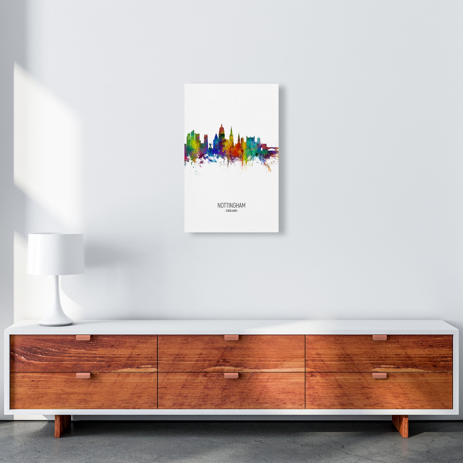 Nottingham England Skyline Portrait Art Print by Michael Tompsett A3 Canvas
