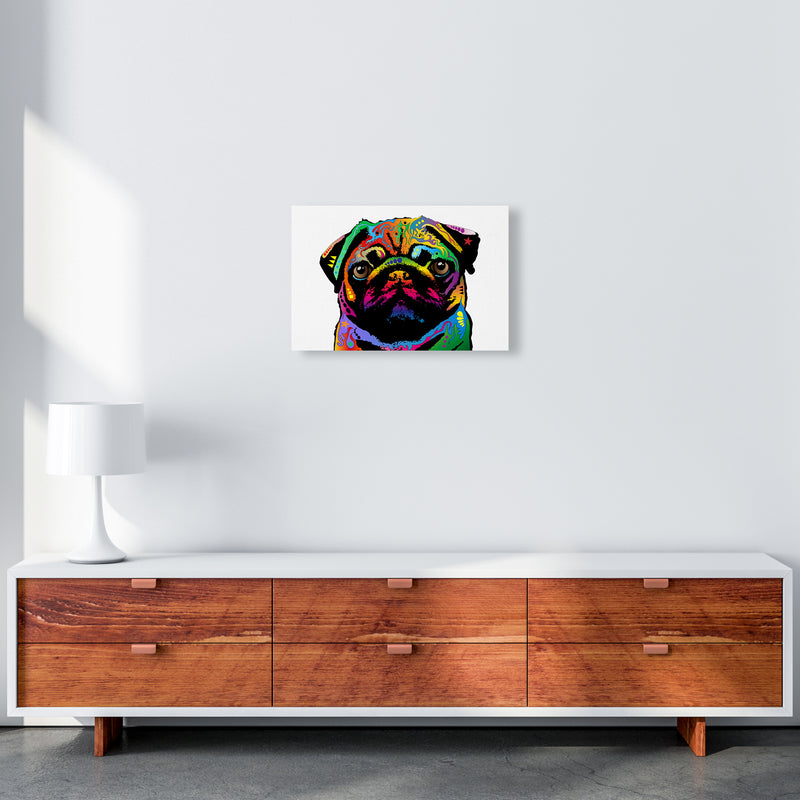 Pug Dog White Art Print by Michael Tompsett A3 Canvas