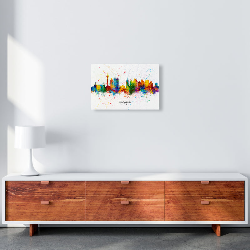 San Antonio Texas Skyline Splash Art Print by Michael Tompsett A3 Canvas