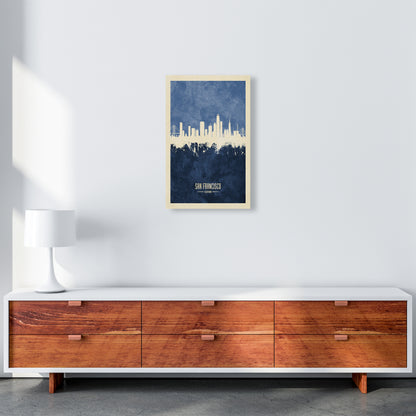 San Francisco California Skyline Portrait Navy Art Print by Michael Tompsett A3 Canvas