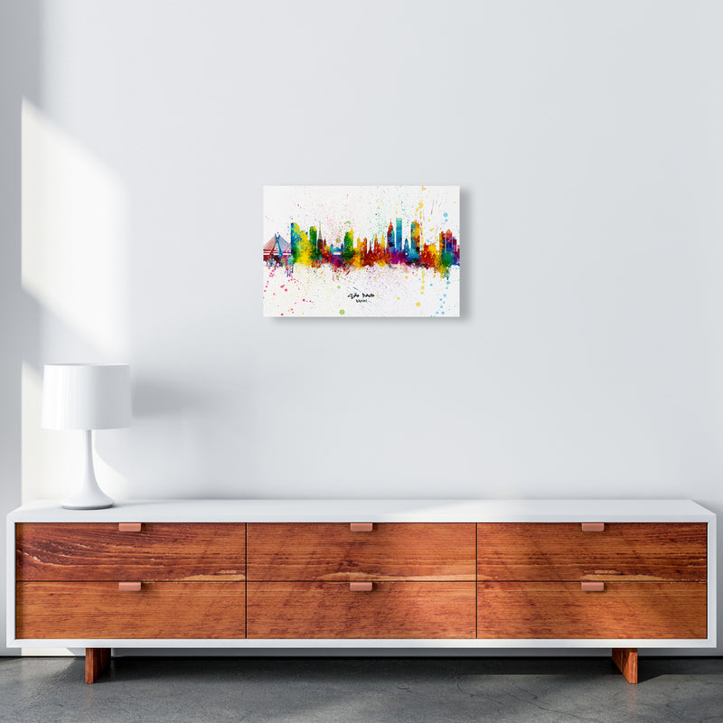 Sao Paulo Brazil Skyline Splash Art Print by Michael Tompsett A3 Canvas