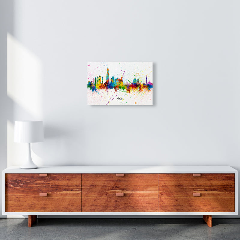 Seoul South Korea Skyline Splash Art Print by Michael Tompsett A3 Canvas