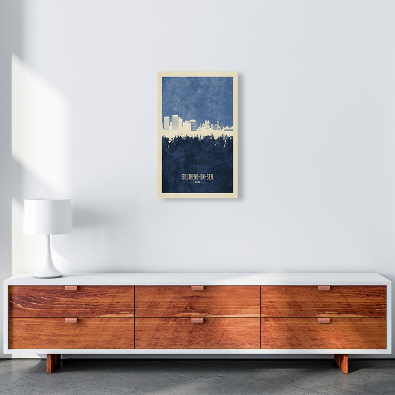 Southend-On-Sea England Skyline Portrait Navy Art Print by Michael Tompsett A3 Canvas