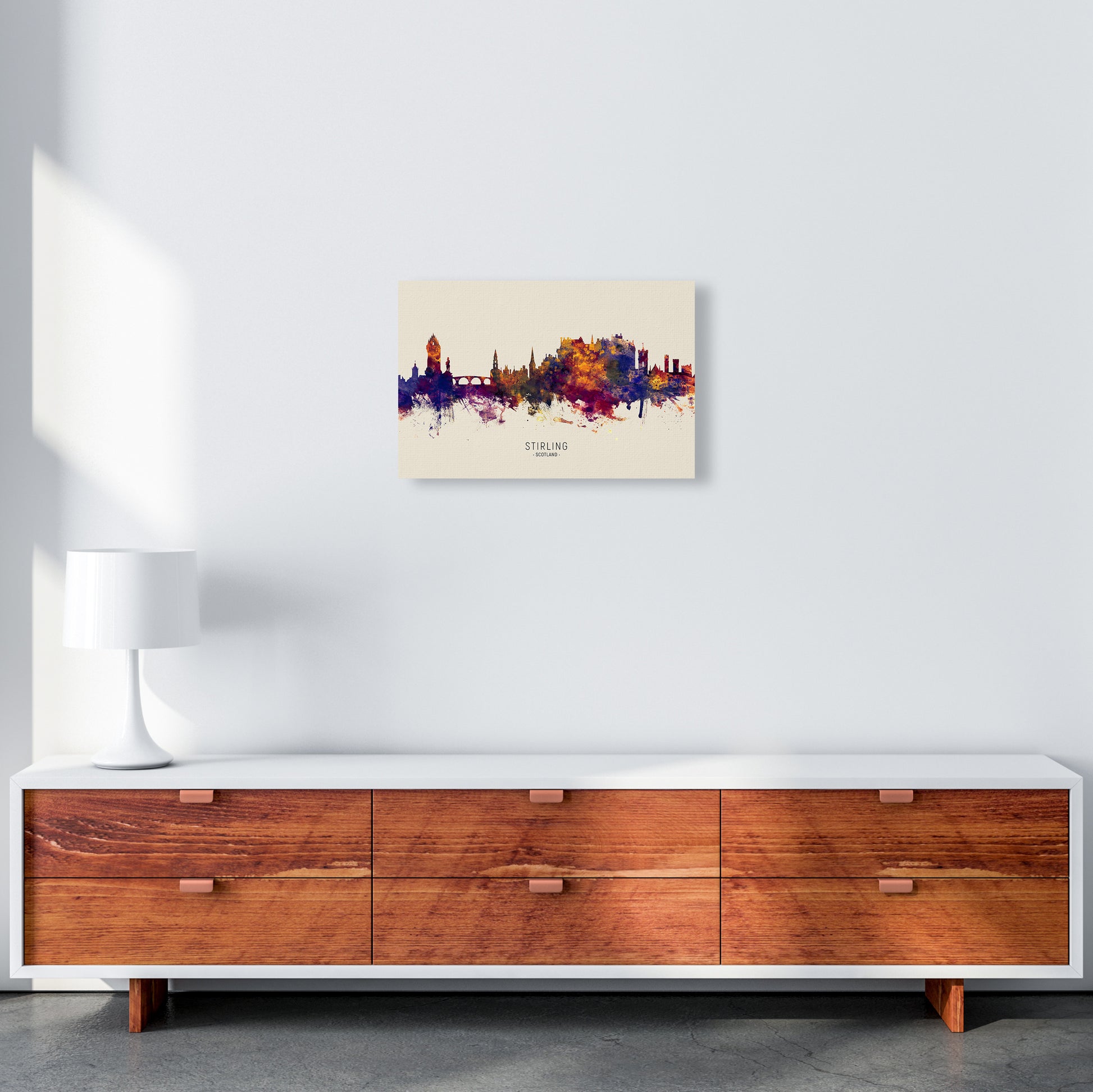 Stirling Scotland Skyline Autumn City Name Art Print by Michael Tompsett A3 Canvas
