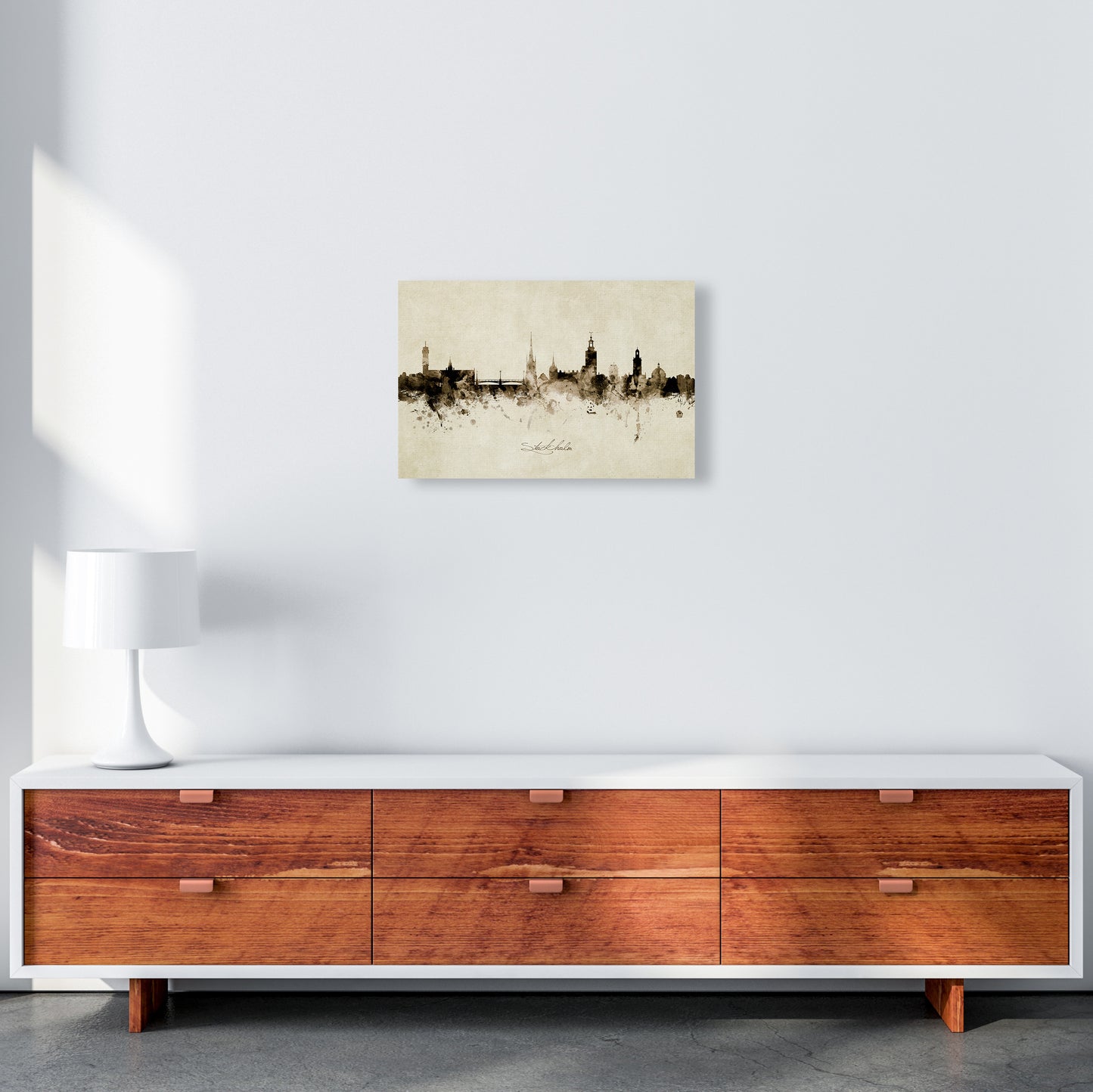 Stockholm Sweden Skyline Vintage Art Print by Michael Tompsett A3 Canvas