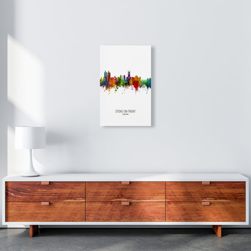 Stoke-On-Trent England Skyline Portrait Art Print by Michael Tompsett A3 Canvas